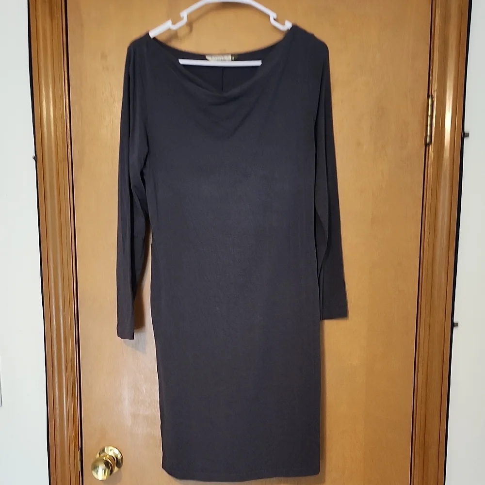 Long-Sleeve Charcoal Sheath Dress - Picture 1 of 4